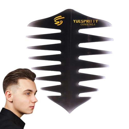 ヘアピックコーム、男性用スタイリングヘアコーム | ヘアピックコームポータブルオイルヘアコーム | 幅広 の大きな歯、スリックバックヘアブラシ、レトロオイルヘッド、サロン理髪師用メンズスタイリングコーム、男性少年紳士