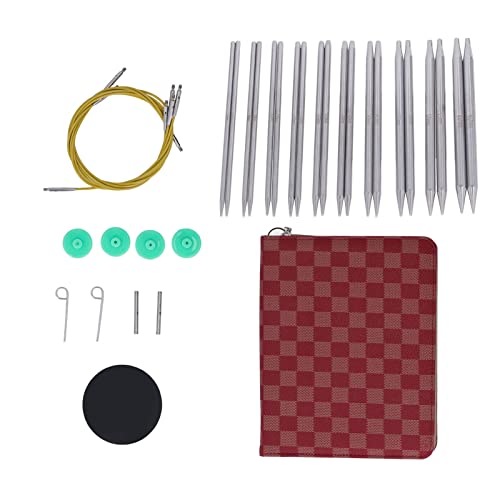ZAICOLER Juego de Agujas de Tejer Circulares Intercambiables Diseño Ergonómico para Entusiastas del Hogar 10 Pares de Agujas de Plástico Durable y Acero Inoxidable