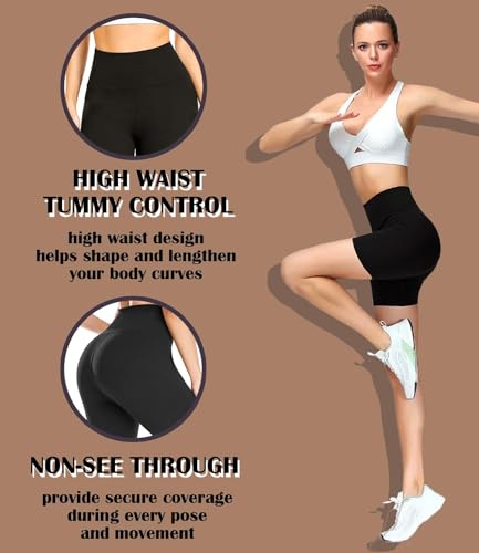 Image of FULLSOFT High Waisted Biker Shorts for Women-5 inch Tummy Control Fitness Athletic Workout Running Yoga Gym Shorts