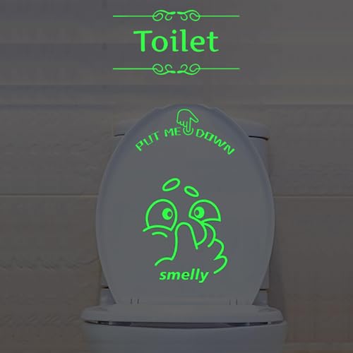Generic - Glow in The Dark Put Me Down Toilet Seat Sign - 3PCS Luminous Stickers Set with Funny Cartoon & Door Decal for Bathroom (Green Luminous)