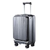 Carry On 55x35x23cm Cabin Luggage 20 Inch with Front Compartment for 15.6" Laptop, Lightweight ABS+P