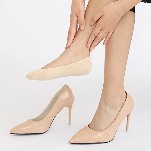 Ultra Low Cut Liner Socks Women No Show Non Slip Hidden Invisible For Flats Boat Summer Beige 5 Pairs #TOP7