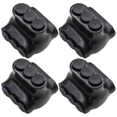4-14 AWG Insulated 3 Port Inline Splice Connector Black Wire Connectors,Allen Hex 7/64" Insulated Cable Connectors Pre-Loaded Oxide Inhibitors,UL Listed(4pcs)