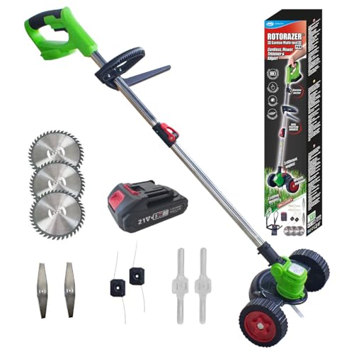 JML Rotorazer Garden Multi Tool PRO - Electric Strimmer Cordless with Adjustable Height Settings - Versatile Grass Edge Trimmer for Mowing Hedging & Weeding - Battery-Powered All-in-One Tool