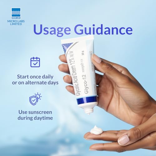 Image of Glyco 12 Glycolic Acid 12% Cream for Pigmentation, Dark Spots, Acne Marks & Uneven Skin Tone | Dermatologist-Recommended for Skin Renewal, Clarity & Even Tone- 30gm (Pack of 3)