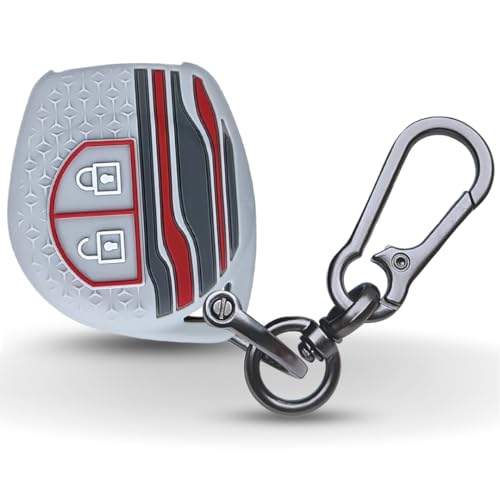 Image of KEYCEPT Tristar Key Cover for Suzuki Swift, Dzire, Ertiga, Baleno, Grand Vitara, Celerio, WagonR, Brezza, Scross, Fronx, Jimny, Ignis (2 Button Remote Key )(Type 1, Grey)