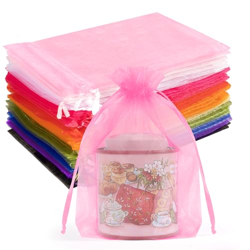 Image of Crweety 50 Pack 5x7 Inch Assorted Color Organza Bags, Vibrant Mix of 10 Colors Mesh Gift Bags for Wedding Favors, Birthday Party Favor, Treat, Candy Jewelry Sachet Packaging & Graduation Gifts
