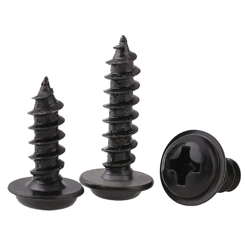 Black Round Head with Pad Self Tapping Small Screw Pan Head with Gasket Tapping Screw M1.4(12mm,M1.7)
