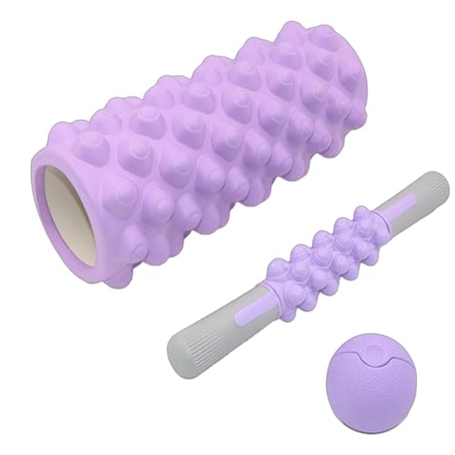 Juego de rodillos para fascia – superficie antideslizante de alta densidad | Masaje muscular con rodillo para fascia | Juego de pelota de relajación para pilates, entrenamiento de fuerza, hogar