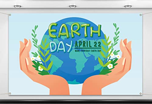 Nepnuser Happy Earth Day Photo Booth Backdrop Travel Themed Party Decoration April 22 Save The Planet School Indoor Outdoor Wall Decor-5.9Ã—3.6ft