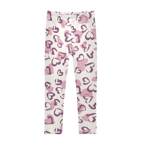 Pink Heart Girls Leggings,Workout Leggings for Girls Toddler Athletic Leggings Size for 3-10T