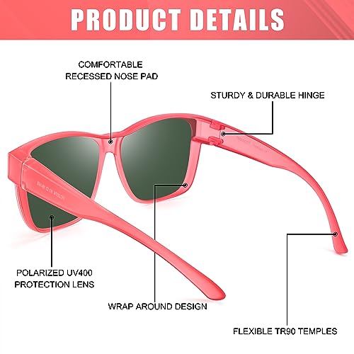 Image of Polarized Sunglasses Fit Over Glasses for Women Men, Oversized Square Sun Glasses UV400 Protection