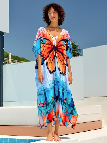 Image of NFVNKJ Women's Plus Size Beach Lounge Kaftan Maxi Dress Swimsuit Coverup for Women
