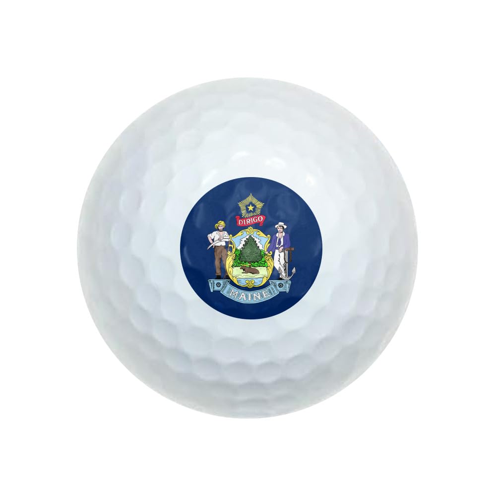 Maine State Flag Wilson Golf Balls 12 Pack, Regulation Size Full Color Premium Golf Balls