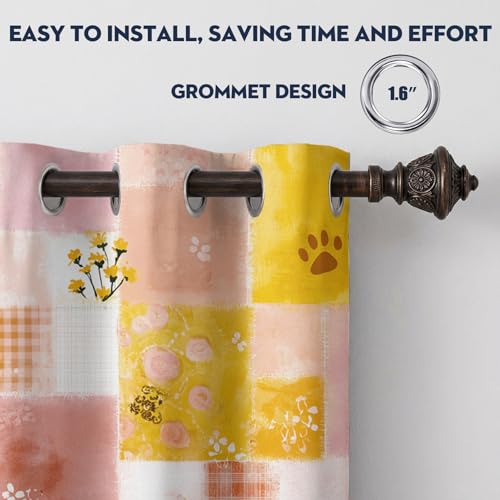 Rideaux patchwork fleurs aquarelle pour ambiance cosy de salon - 6