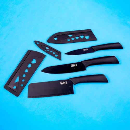 Image of RADA Knife Set for Kitchen Professional 3-Piece Kitchen Knife Set - High Carbon Stainless Steel Chef, Utility & Santoku Knives with Ergonomic Black Handles (3 Pc Knife Set) (Black)