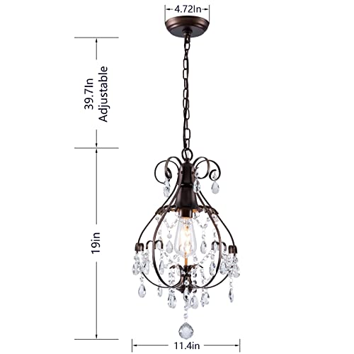 Flsfu BZ-001-AB Bronze Chandelier,Farmhouse Rustic Vintage Crystal Light Fixtures Ceiling Mount 1 Light Chandeliers thumb #3
