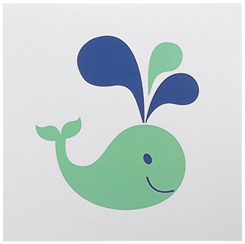 3drose dessin animé bleu vert baleine cartes de vœux 15,2 cm