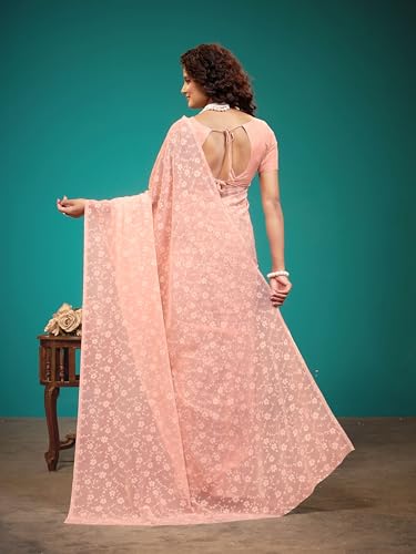 Image of Garden Vareli Viscose Brasso Floral Print Saree