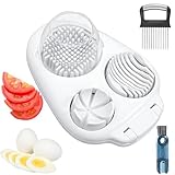 Egg Slicer for Hard Boiled Eggs - 3 Slice Modes, Handy Heavy Duty Stainless Steel Egg Cutter - Kitchen Dicer for Strawberry, Mushroom, Grape, Cherry Tomato (White)
