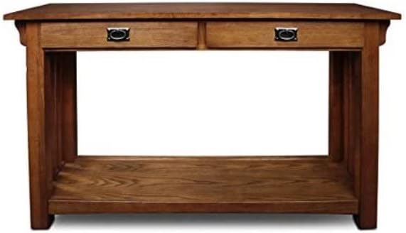 BOWERY HILL Sofa Table Console Table with Drawers and Shelf in Oak