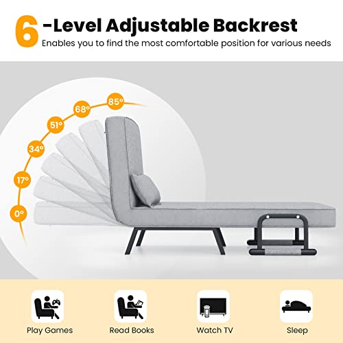 Sillón Convertible Plegable Gris miniatura 4