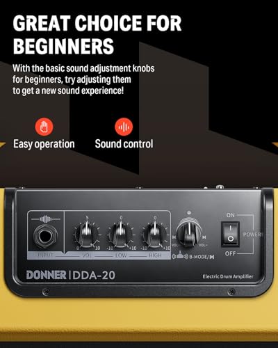 Donner Electric Drum Speaker 20W, Wireless Small Amp for Electronic Drum Sets & Keyboards, DDA-20 Portable for Home Practice & Outdoor Performance (Yellow) - image 5