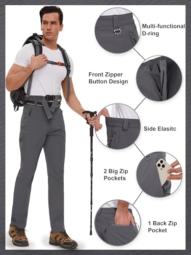 SEVEGO 30"/32"/34"/36"/38" Inseam Men's Tall Hiking Pants Quick Dry Outdoor Waterproof Fishing Cargo Pants with 5 Pockets4