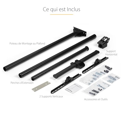 Support de plafond pour téléviseur StarTech.com Poteau long de 2.5 à 3m Orientable 32 70 50kg - vue 9