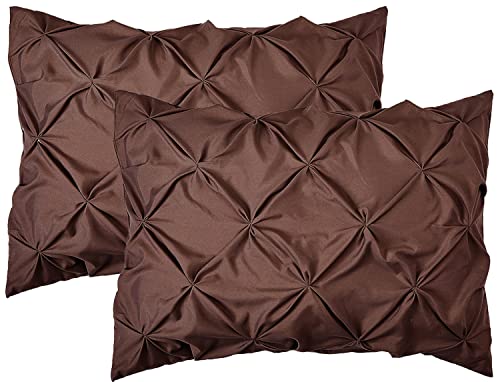 Elegant Comfort 2-pak Sham Set Pinch Pleat Design, egipska jakość, gęstość splotu 1500, stylowy design, łatwy w pielęgnacji, odporny na zagniecenia i plamy, 2-częściowy zestaw sof, plisowany King,