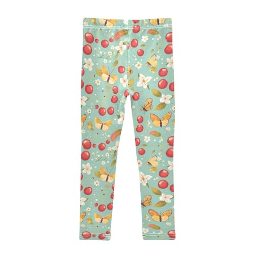 Wusikd Cherries Butterflies Girls' Leggings Toddler Doodles Bees Kids Yoga Pants Dance Active Tights 4T2