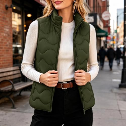 Puffer Vest Women Stand Collar Packable Lightweight Quilted Zip Fall Winter - image 2