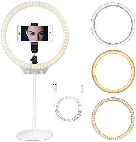 ZOMEi 10.5" Tabletop Makeup Ring Light for YouTube Video Tutorial, Selfie, Portrait and Live Streaming White