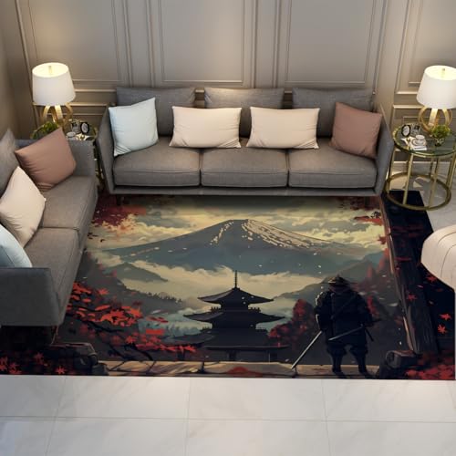 Tapis extra large salon design Kaedeyama marron rouge 100x150cm - 2
