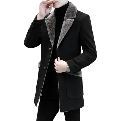 ジャケット・アウター FUR COLLAR CLASSICAL COAT Men's Fur Collar Down Suit Coat Warm Winter Lapel Collar Botton