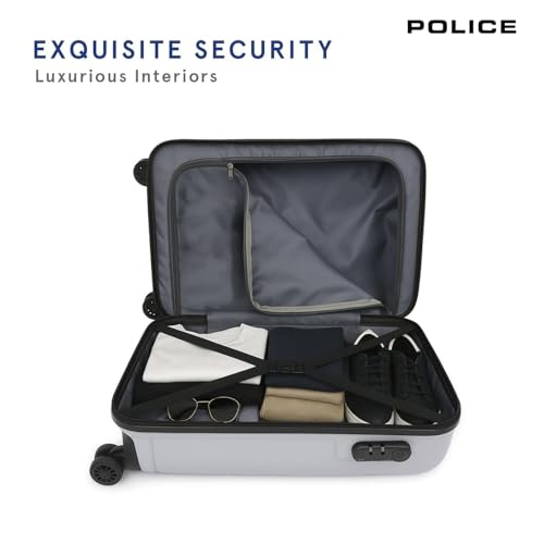 Image of Police Novex Hard PP Check-in Trolley Bag | Lightweight Travel Suitcase with TSA Lock & 8 Smooth Spinner Wheels | Durable Large Luggage for Men & Women | Grey (Large)