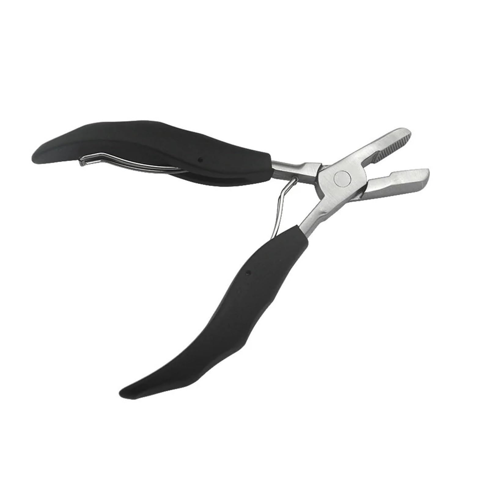 Mzsklw White Hair Extension Pliers 1Pc Black Flat Shape Plier With Small Grooves Pre-Bonded Hair Extension Clamp(White)