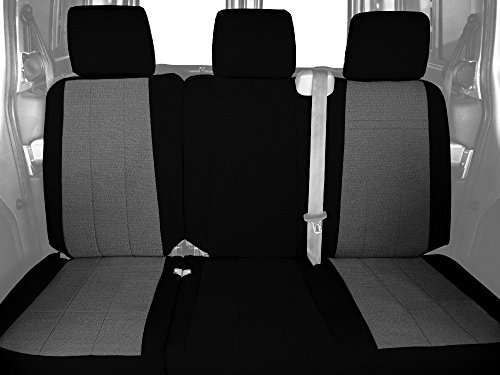 Rear 60/40 Split Bench Seats, CalTrend SportsTex Seat Covers for 1998-2004 Chevrolet Blazer|GMC Jimmy Light Grey Light Grey Insert with Black Trim