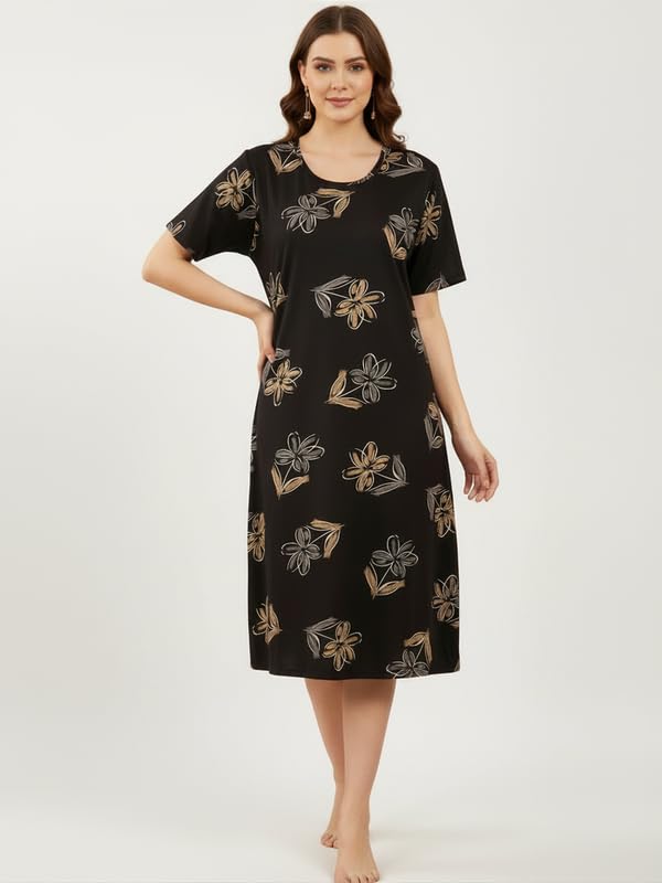 Image of CLOUD SOFT Stylish Women's Short Nighty | Premium Rayon Fabric | Soft Comfortable Everyday Night Dress - CS5002