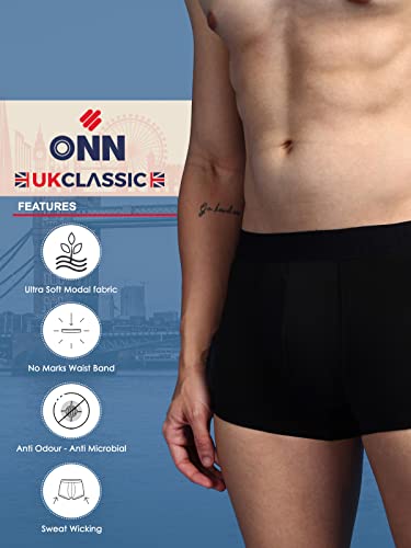 Image of ONN UK Classic Men's Ultra Soft Modal Fabric Mini Trunk with Feather Touch Ultra Soft Waistband (Pack of 3)