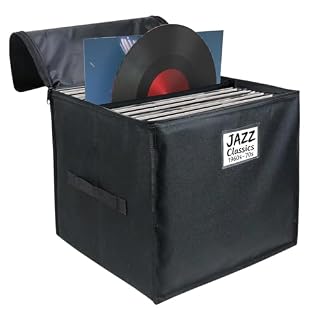 Vinyl Record Storage Box, Waterroof Organizer Storage with Lid&Handles for 90 (12 inch) Single Records, Foldable Organizer for Valuable Album Collectio - Les Beatles, Paul McCartney, John Lennon, RIngo Starr, George Harrison