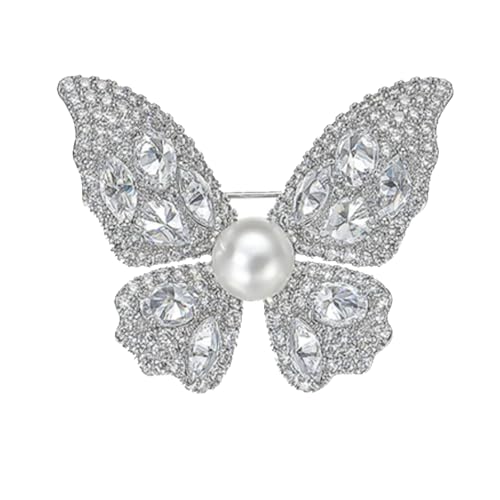 Image of YeapYeap Butterfly Brooches for Women Girl - Rhinestone Scarf Pin for Ladies Wedding Bouquet Broach for Birthday, Christmas, Anniversary
