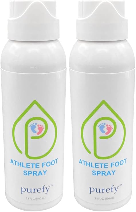 PUREFY Athlete Foot Airesol Spray for Skin (3.4oz, 2pk), Purefypro Dermal Technology, Natural Healing of Athlete Foot. Remove Odor. No Residue Clear Spray and Safe for Everyone