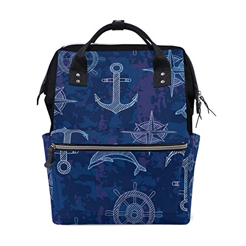 Blue Sailing Anchor Bag Mochila de gran capacidad, bolsa de viaje multifunción para mujeres
