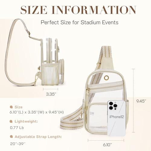 Missnine Clear Bag for Stadium Events Clear Sling Bag Fanny Pack Crossbody Purse for Sport Concert with Side Mesh Pocket4