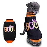 cyeollo Dog Sweater Dog Halloween Boo Knitwear Turtleneck Pet Holiday Clothes for Cold Weather Cozy Doggie Winter Outfit for Large Dogs