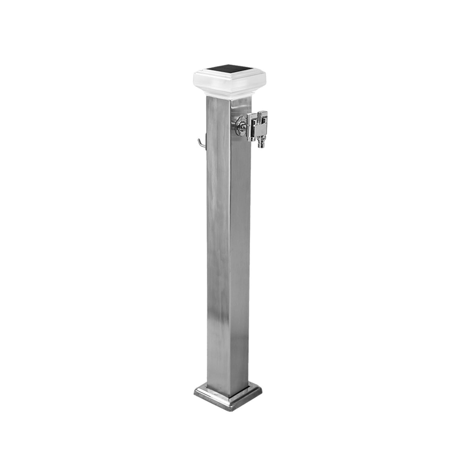 Columna de agua de jardín anticongelante con sensor de luz, fuente decorativa, soporte vertical para manguera, grifo de doble salida