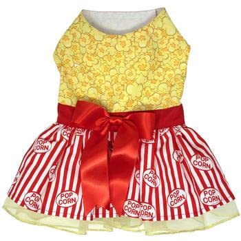 Movie Theater Popcorn Dog Dress with Matching Leash (Small)