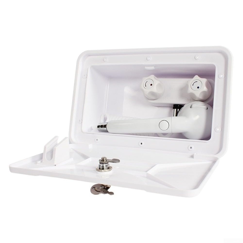 RV Douche extérieure ABS noir et blanc avec régulateur chaud/froid 1,5 m tuyau pour camping pour camping-car (noir)