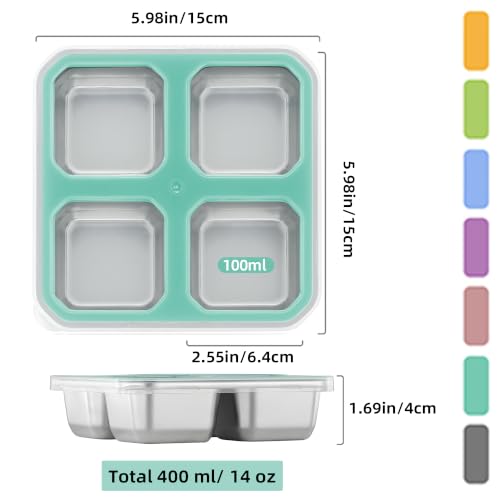 Misichao Edelstahl Snackbox mit 4 Fächern, 400ML Snackdose Kinder – Ansicht 2